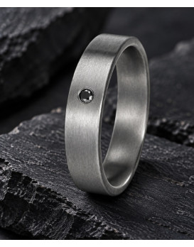 ARES, Alliance en tantale 999/1000ème, modèle Pure Flat 5 mn Diamant Noir