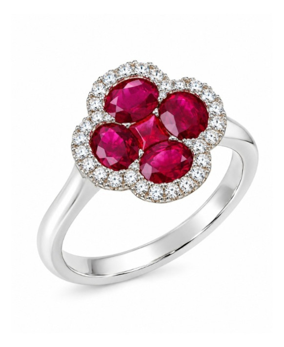 Bague or blanc 750/1000ème rubis et diamants LIGNE VENDOME RM182RG Collection Cléopâtre
