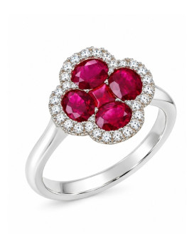 Bague or blanc 750/1000ème rubis et diamants LIGNE VENDOME RM182RG Collection Cléopâtre