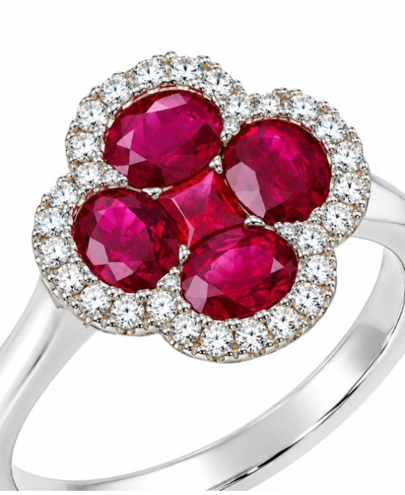 Bague or blanc 750/1000ème rubis et diamants LIGNE VENDOME RM182RG Collection Cléopâtre