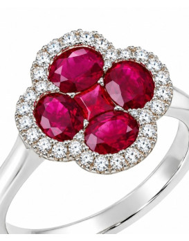 Bague or blanc 750/1000ème rubis et diamants LIGNE VENDOME RM182RG Collection Cléopâtre