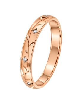 CYRIELLE – Alliance femme en or rose 750/1000 (18 carats) et diamants : motifs floraux délicats