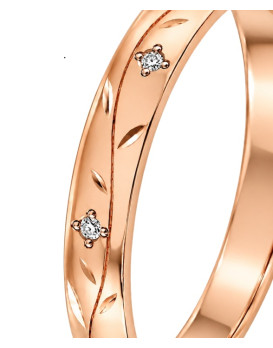 CYRIELLE – Alliance femme en or rose 750/1000 (18 carats) et diamants : motifs floraux délicats