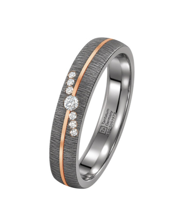 ALHENA Diamants, Alliance en tantale 999/1000, or rose 750/1000 (18 carats) et diamants