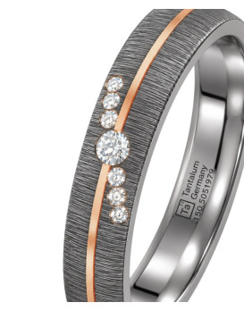 ALHENA Diamants, Alliance en tantale 999/1000, or rose 750/1000 (18 carats) et diamants