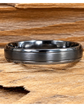 CRONOS – Alliance homme en tantale 4 mm  finition Gun et Shiny (tantale pur 999/1000)