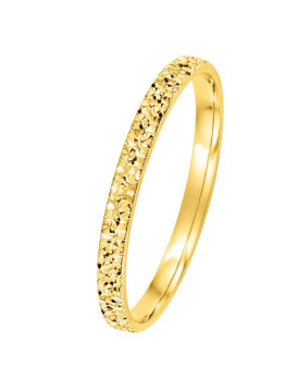CHARLENE – Alliance femme fine 2 mm en or jaune 750/1000 (18 carats) facettée effet diamant