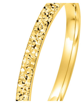 CHARLENE – Alliance femme fine 2 mm en or jaune 750/1000 (18 carats) facettée effet diamant