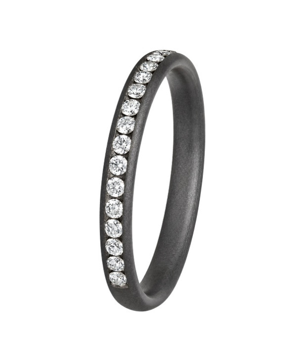 DIONE, Alliance en tantale 999/1000ème et diamants , modèle Pure Curve Dark 25