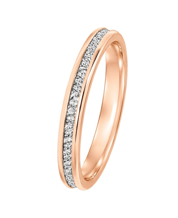 Alliance Alba en or rose et or blanc 750/1000ème, finition facettée effet diamant, largeur 2,5 mm