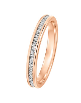 Alliance Alba en or rose et or blanc 750/1000ème, finition facettée effet diamant, largeur 2,5 mm