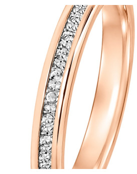 Alliance Alba en or rose et or blanc 750/1000ème, finition facettée effet diamant, largeur 2,5 mm