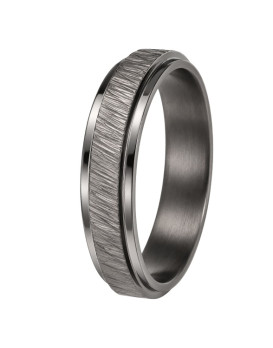 Alliance en tantale homme 5 mm – STRADALE Black Elephant  surface striée en tantale pur 