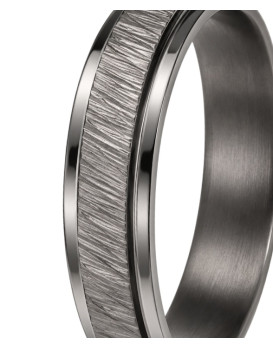 Alliance en tantale homme 5 mm – STRADALE Black Elephant  surface striée en tantale pur 