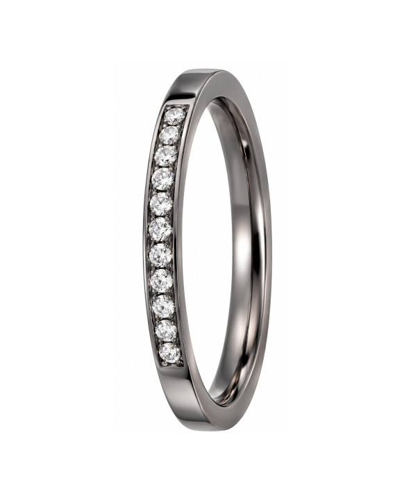 HÉMÉRA – Alliance femme en tantale 2 mm avec 11 diamants (tantale pure 999/1000)