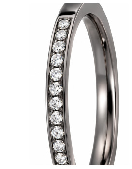 HÉMÉRA – Alliance femme en tantale 2 mm avec 11 diamants (tantale pure 999/1000)