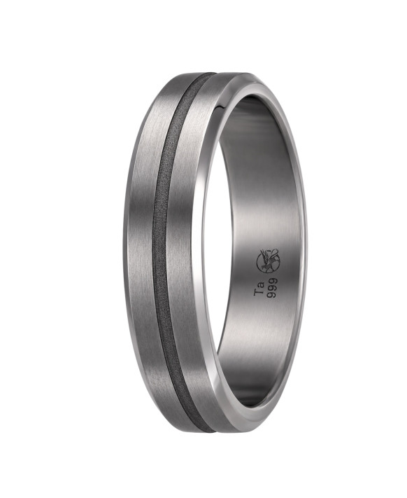 TALOS – Alliance homme en tantale 5 mm modèle Pure Flat Gun (tantale pur 999/1000) et gorge sablée Dark