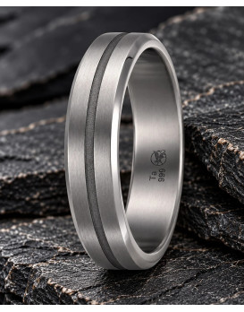 TALOS – Alliance homme en tantale 5 mm modèle Pure Flat Gun (tantale pur 999/1000) et gorge sablée Dark