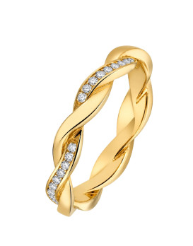 ADELINE – Alliance femme en or jaune 750/1000 (18 carats) et diamants : deux anneaux entrelacés