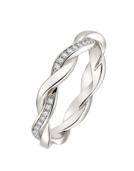 ADELINE – Alliance femme en or blanc 750/1000 (18 carats) et diamants : deux anneaux entrelacés