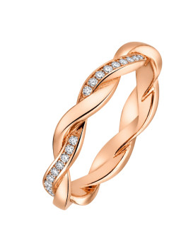 ADELINE – Alliance femme en or ROSE 750/1000 (18 carats) et diamants : deux anneaux entrelacés