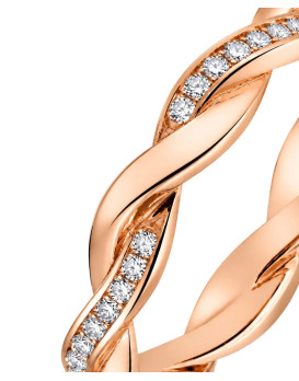 ADELINE – Alliance femme en or ROSE 750/1000 (18 carats) et diamants : deux anneaux entrelacés