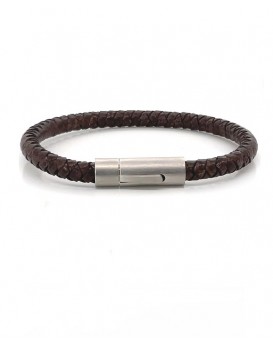 Bracelet homme cuir tressé marron IKOBA BTR001