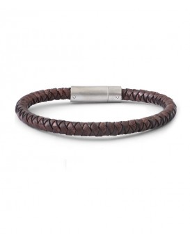 Bracelet homme cuir tressé marron IKOBA BTR001