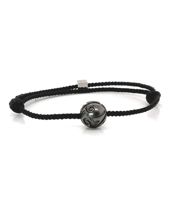 Bracelet homme personnalisable, perles de bois noir, bracelet