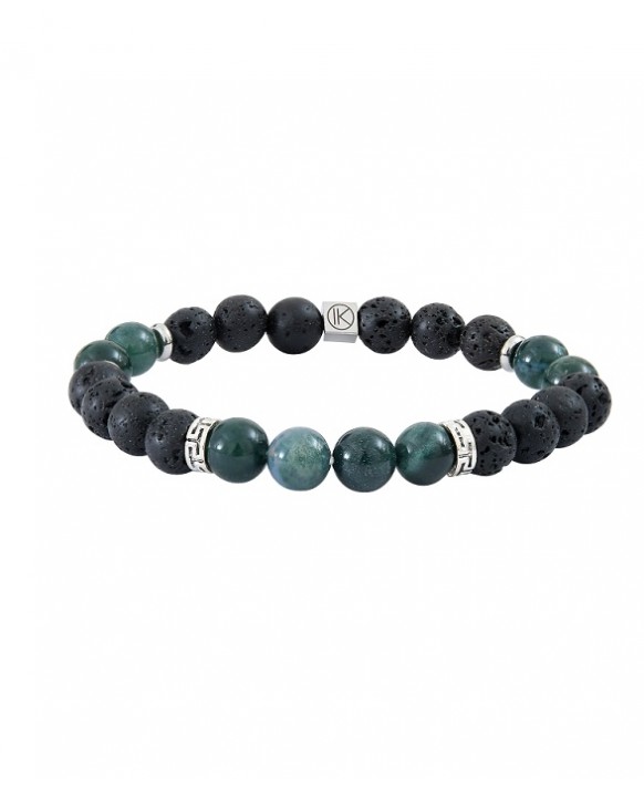 Bracelet homme agates noires et agates mousse IKOBA BRAM28