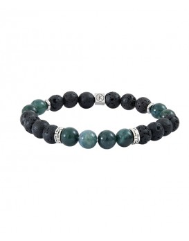 Bracelet homme agates noires et agates mousse IKOBA BRAM28